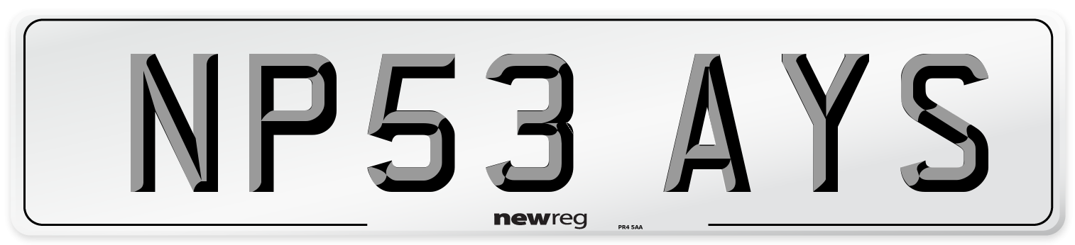 NP53 AYS Number Plate from New Reg
